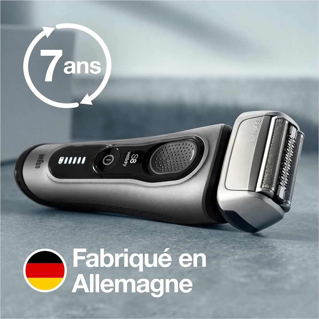 Series 8 Rasierer Herren mit 3+1 Scherkopf, Elektrorasierer Trimmer, Sonic-Technologie, 8467cc, silber