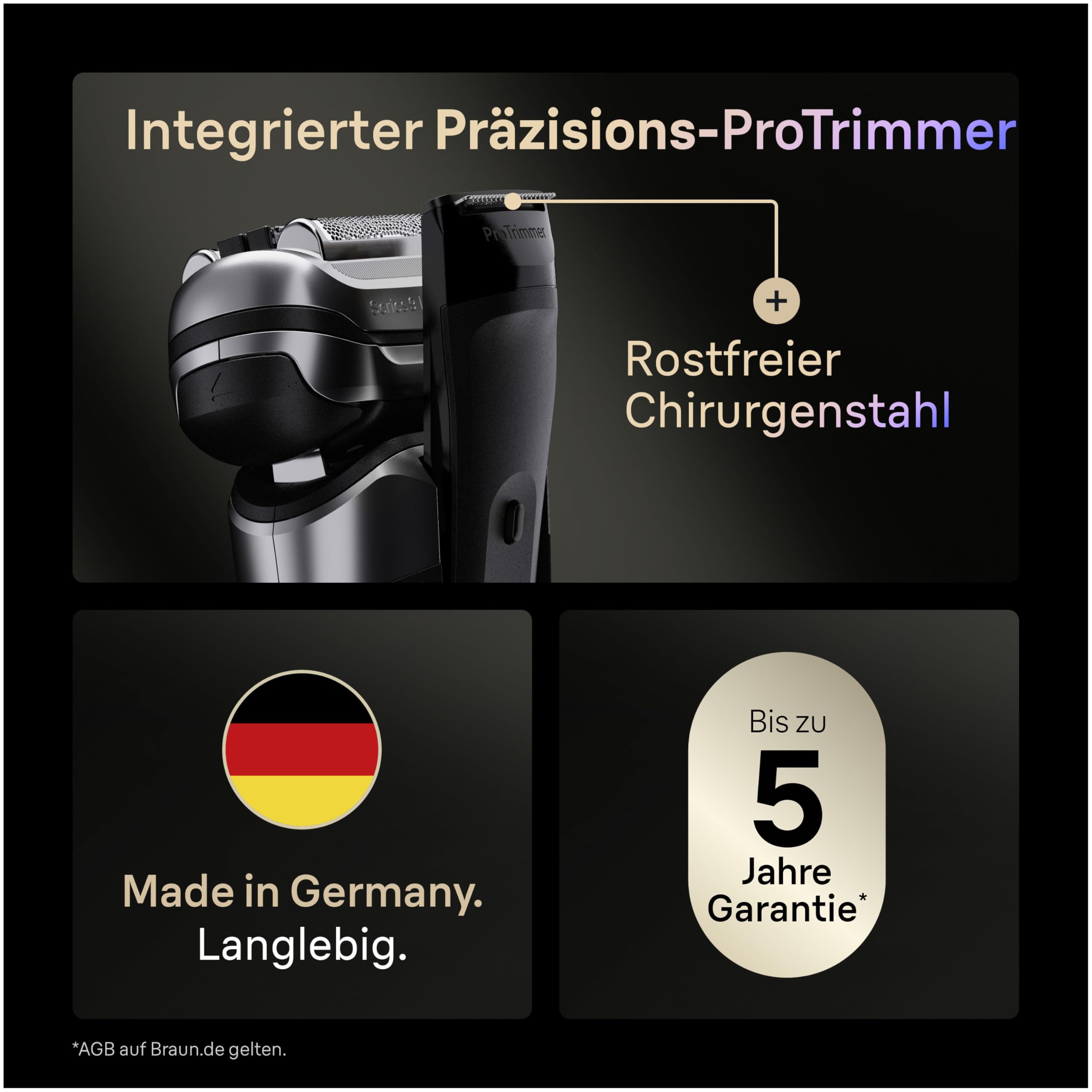 Series 9 PRO+ Elektrorasierer Herren, 5+1 Ultradünne Präzisionsklingen, Pro-SensoAdapt, 9617psi, Silber