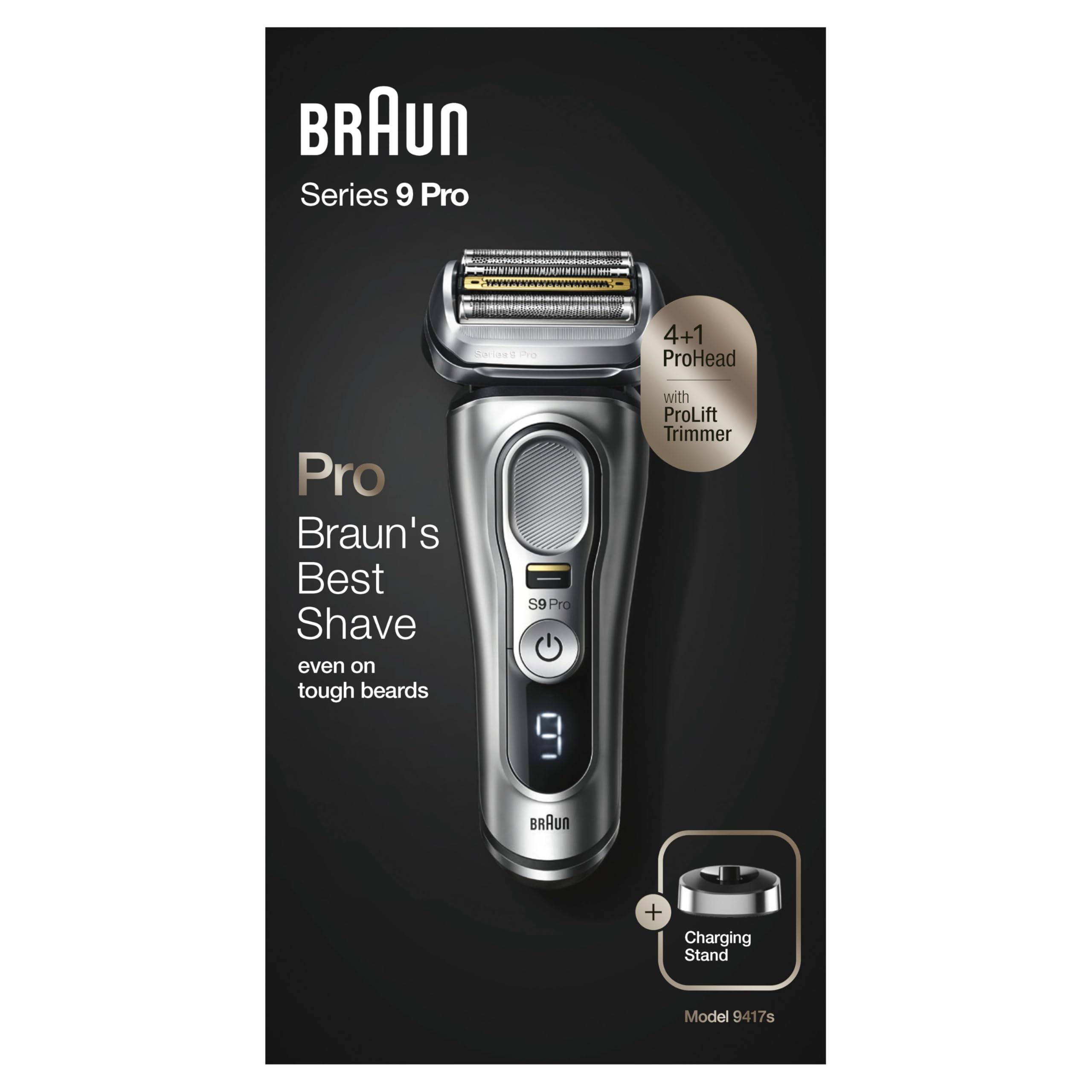 Series 9 Pro Premium Rasierer Herren, Scherkopf, Elektrorasierer Trimmer, 9417s, silber