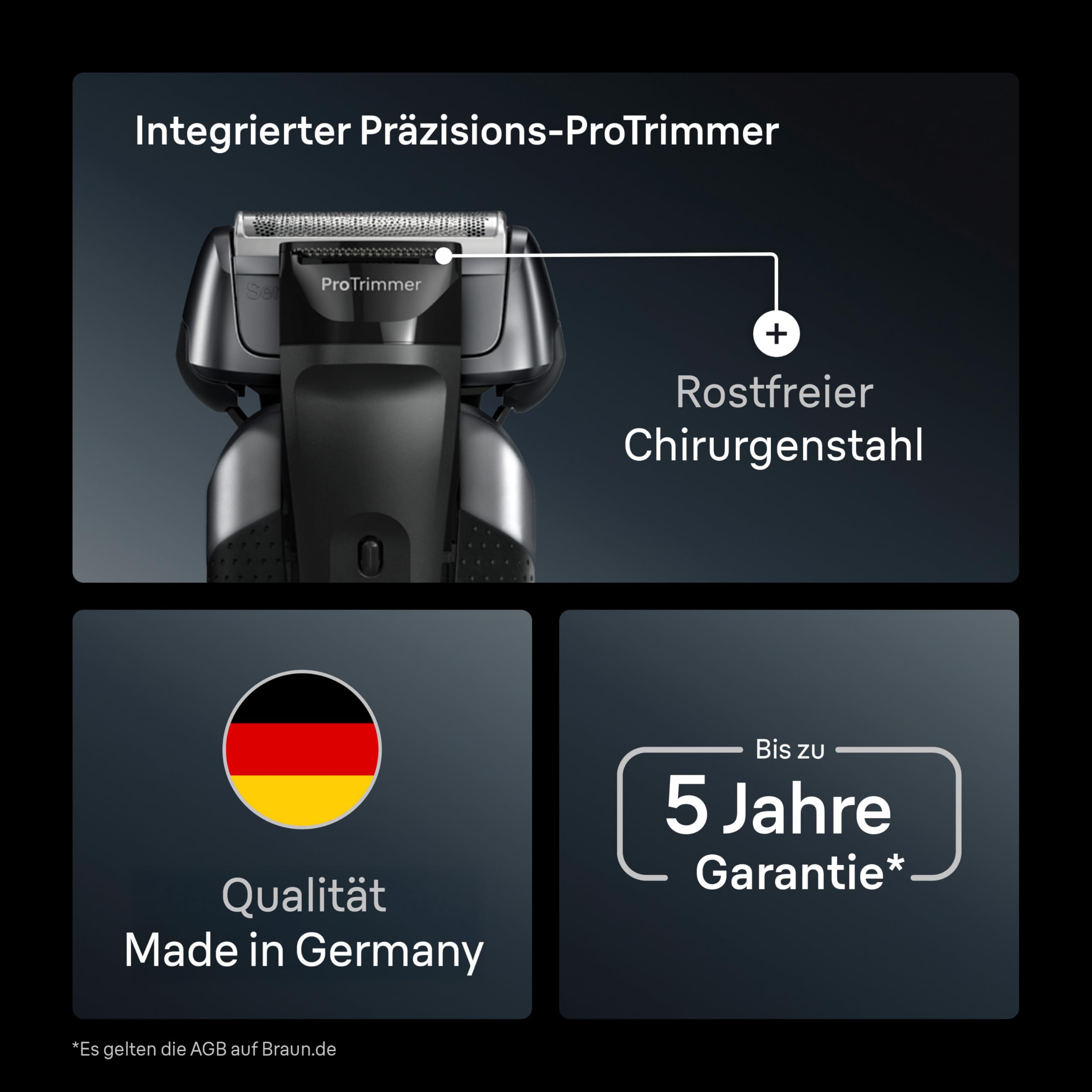 Series 8 Elektrorasierer Herren, 4+1 Präzisionskopf und Trimmer, 8617s, Silber