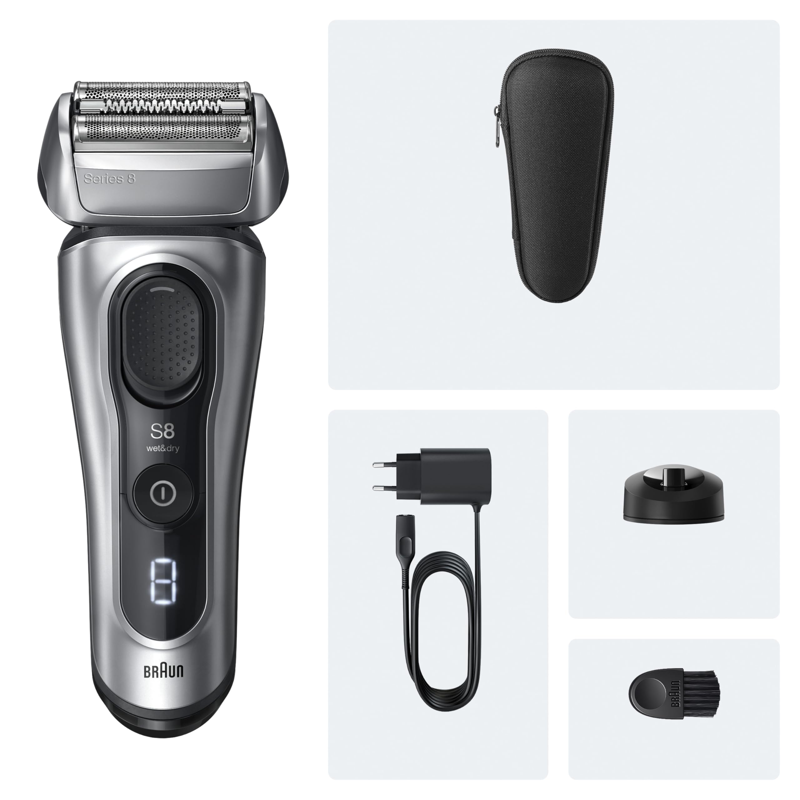 Series 8 Elektrorasierer Herren, 4+1 Präzisionskopf und Trimmer, 8617s, Silber