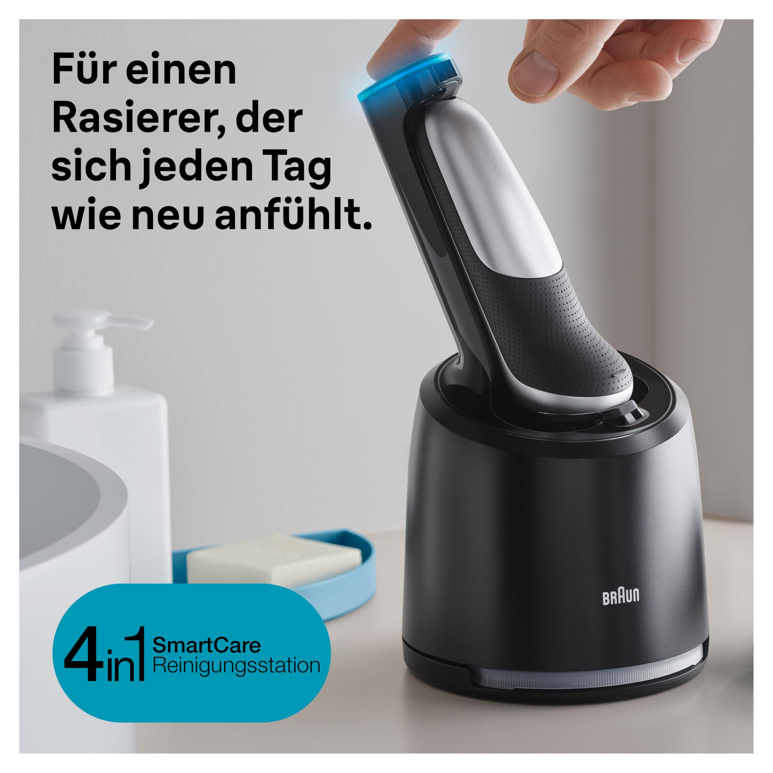 Series 7 Elektrorasierer 360° Flex mit Reinigungsstation, Trimmer Rasierer Herren Elektrisch, 71-S7200cc, silber