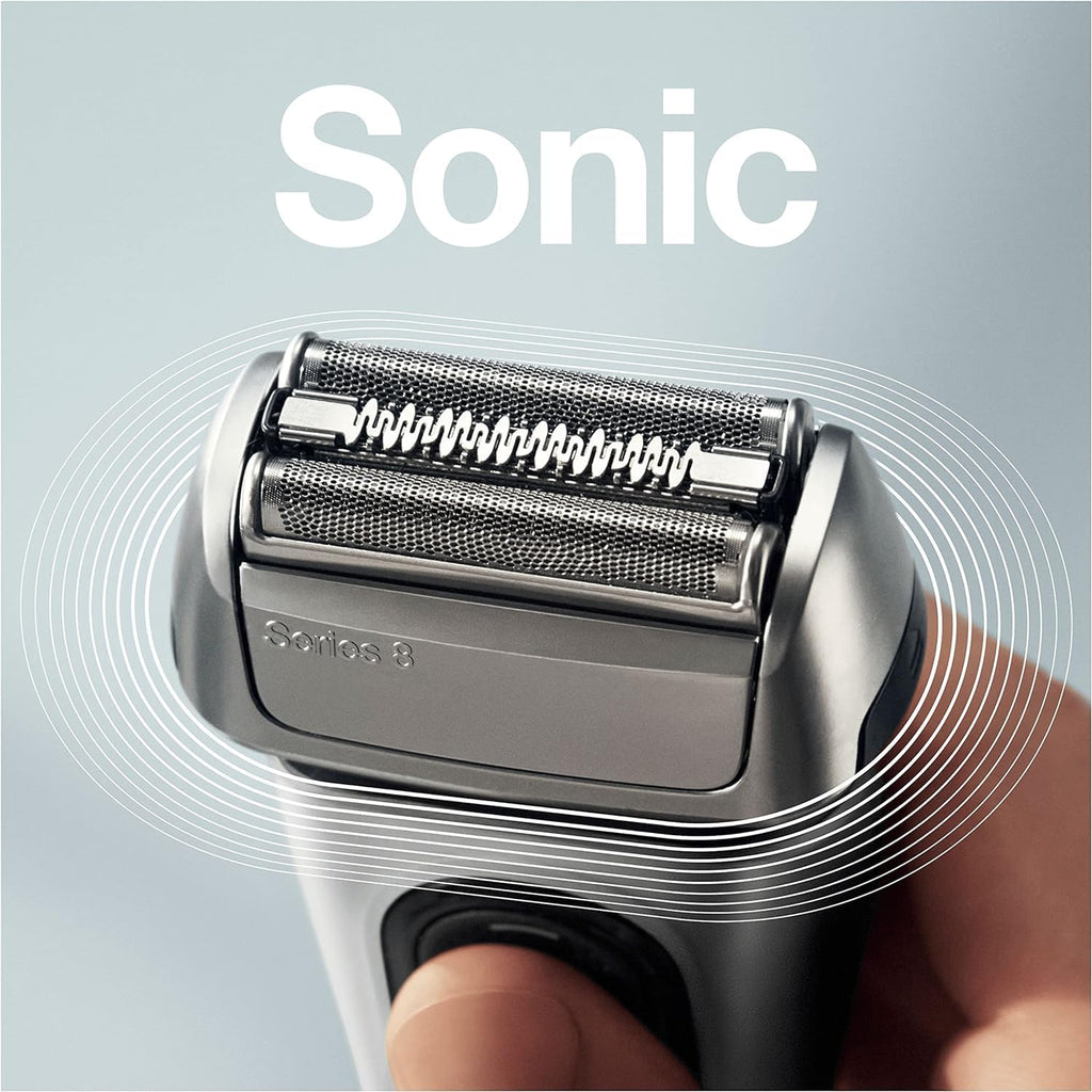 Series 8 Rasierer Herren mit 3+1 Scherkopf, Elektrorasierer Trimmer, Sonic-Technologie, 8467cc, silber