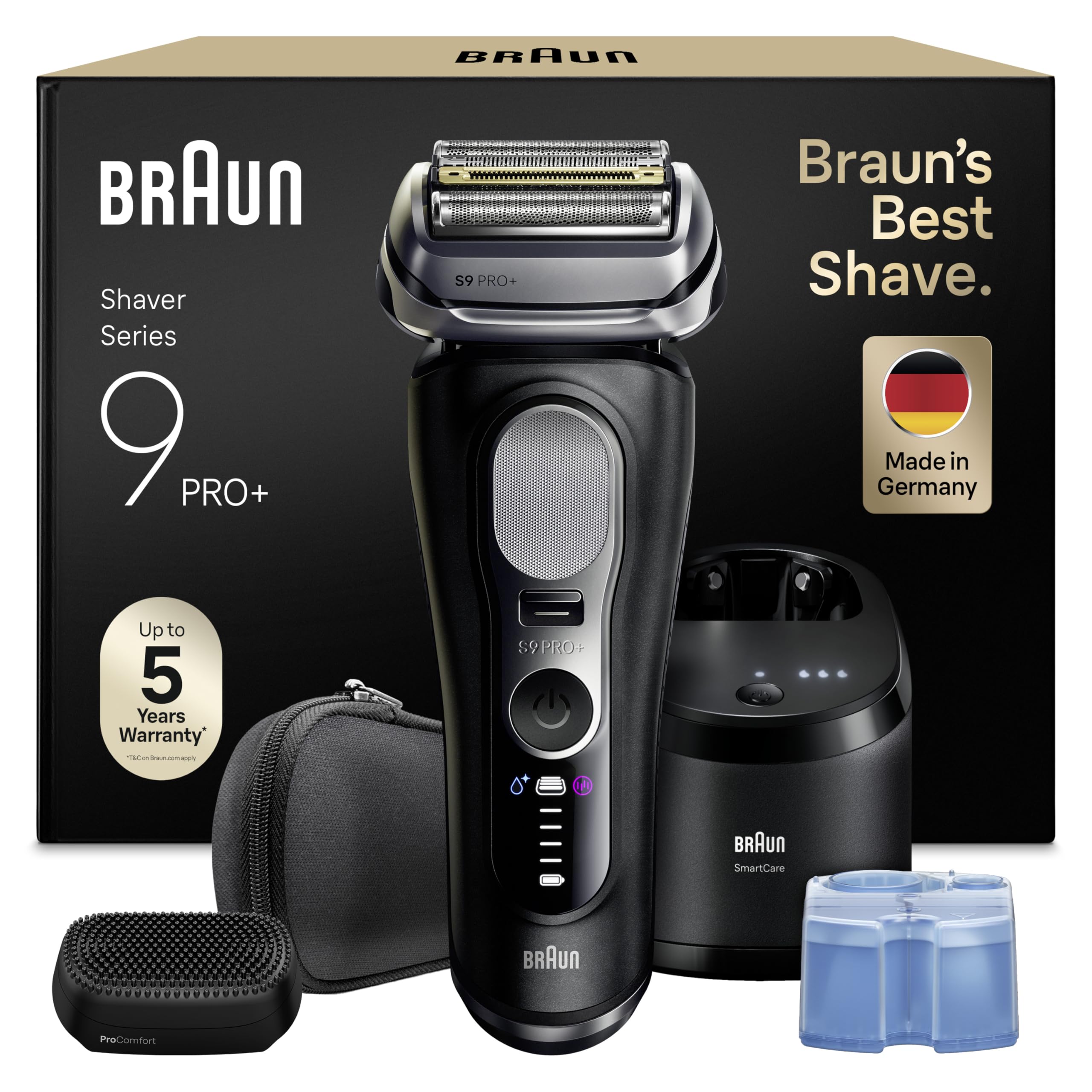 Series 9 PRO+ Elektrorasierer Herren, 5+1 Ultradünne Präzisionsklingen, Pro-SensoAdapt, 9690cce, Schwarz