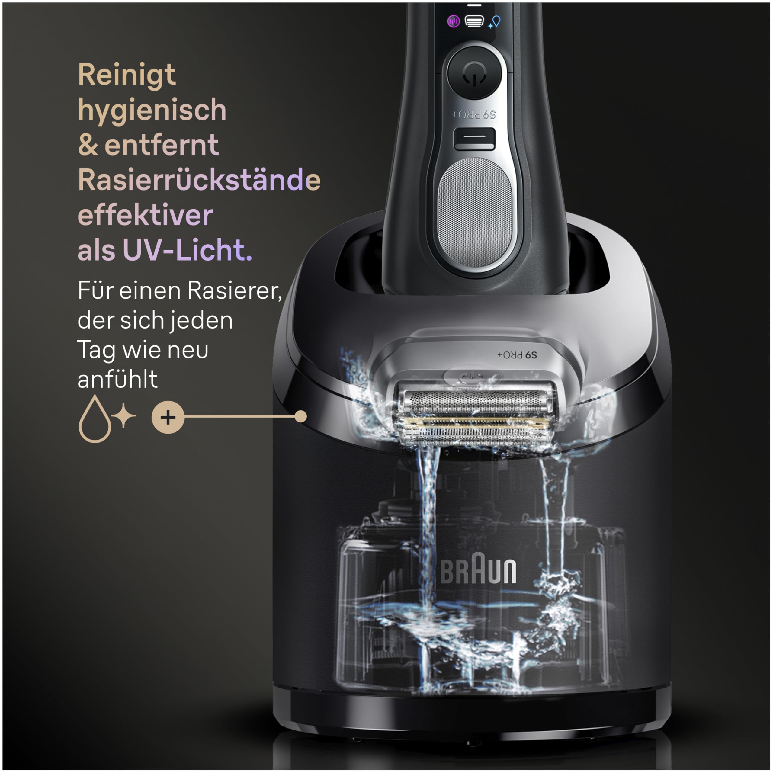 Series 9 PRO+ Elektrorasierer Herren, 5+1 Ultradünne Präzisionsklingen, Pro-SensoAdapt, 9690cce, Schwarz