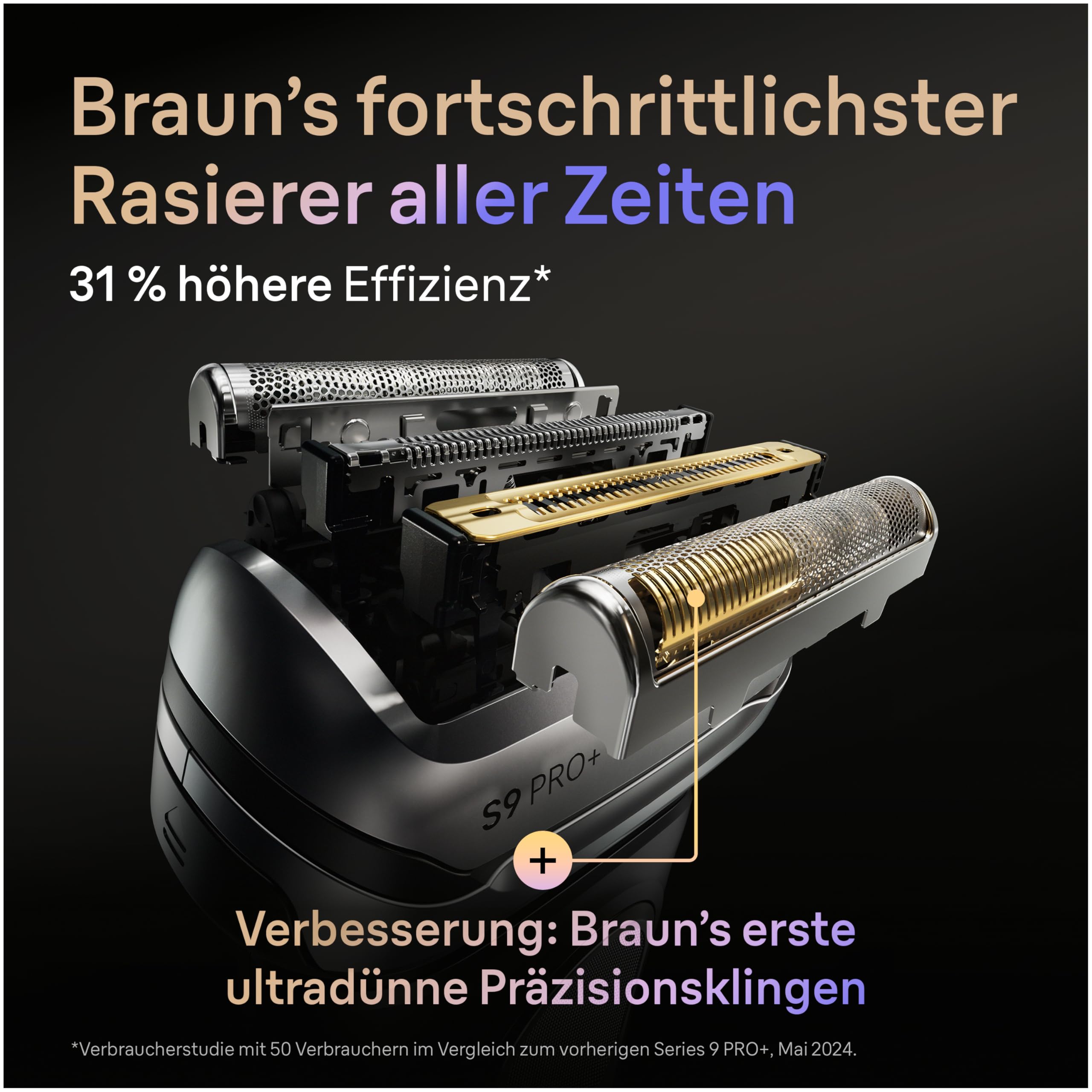Series 9 PRO+ Elektrorasierer Herren, 5+1 Ultradünne Präzisionsklingen, Pro-SensoAdapt, 9617psi, Silber
