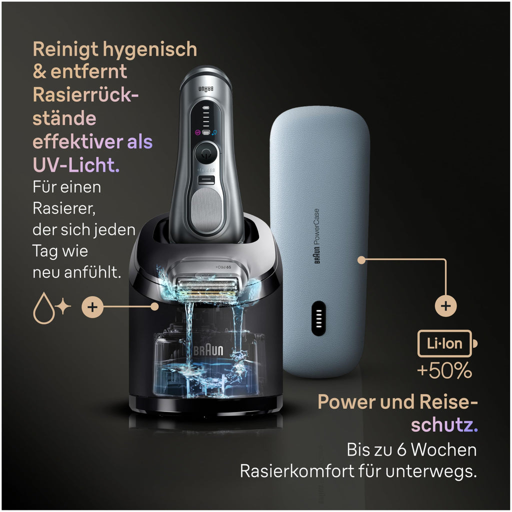 Series 9 PRO+ Rasierer Herren Elektrisch, 5+1 Ultradünne Klingen, Rasierapparat mit 60 Min, 9677cce, Silber