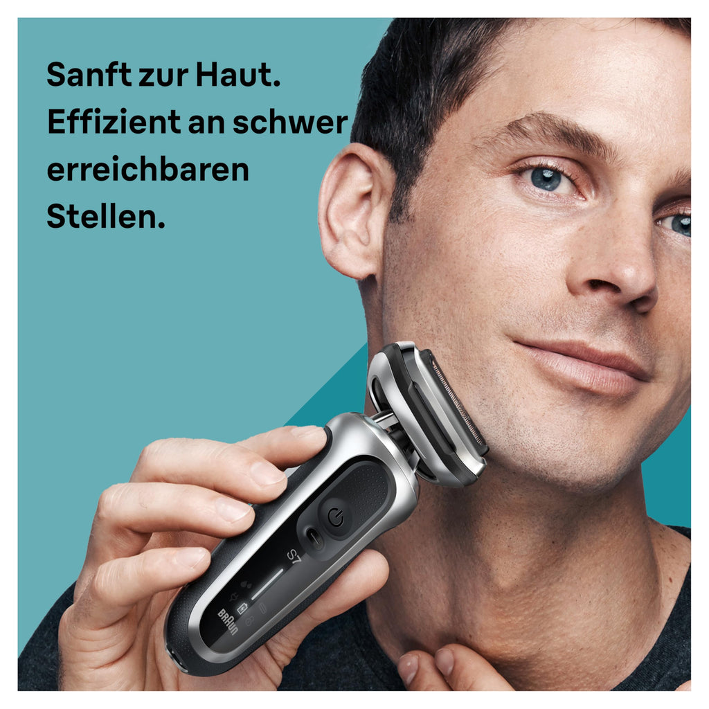Series 7 Elektrorasierer 360° Flex mit Reinigungsstation, Trimmer Rasierer Herren Elektrisch, 71-S7200cc, silber