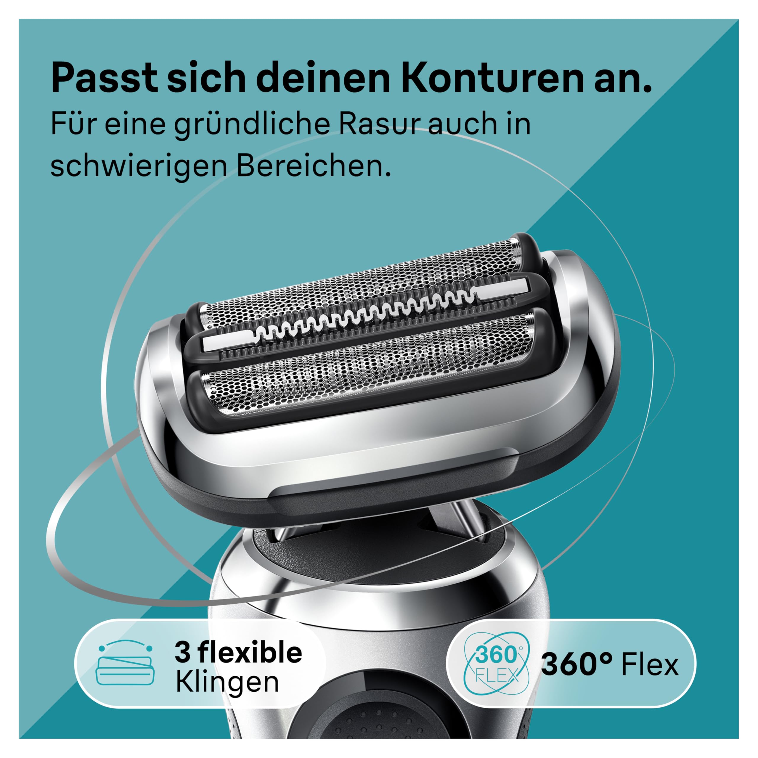 Series 7 Elektrorasierer 360° Flex mit Reinigungsstation, Trimmer Rasierer Herren Elektrisch, 71-S7200cc, silber