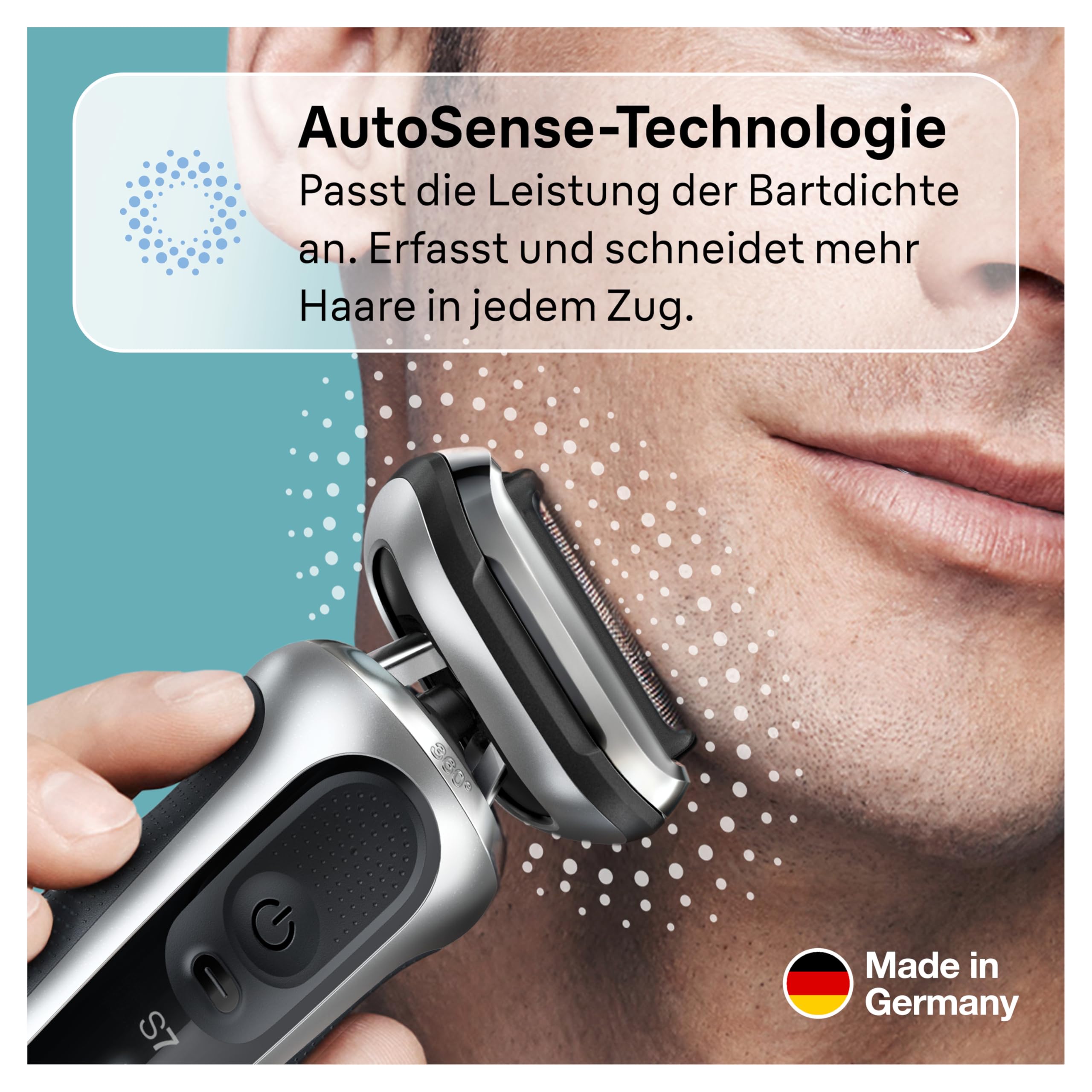 Series 7 Elektrorasierer 360° Flex mit Reinigungsstation, Trimmer Rasierer Herren Elektrisch, 71-S7200cc, silber