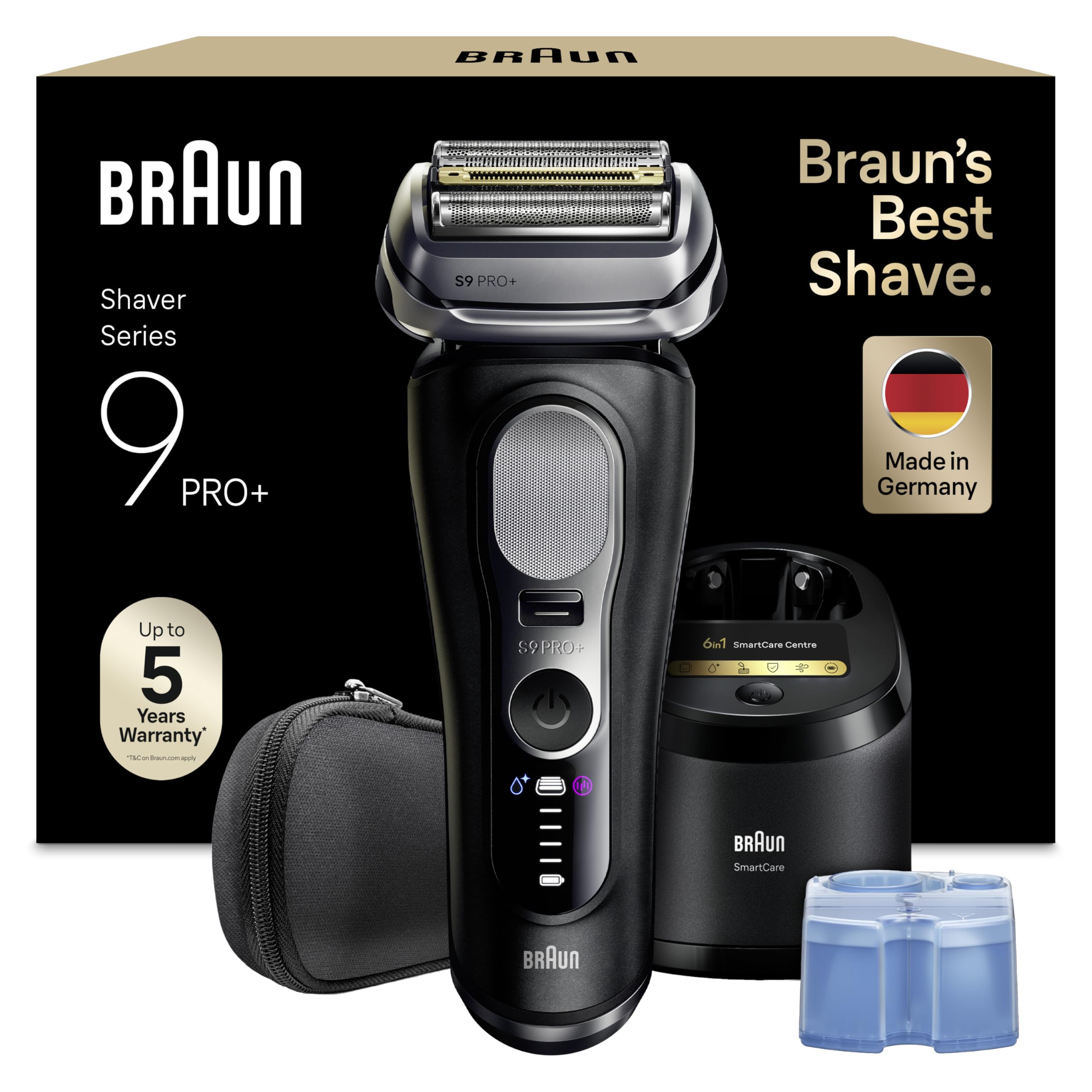 Series 9 PRO+ Elektrorasierer Herren, 5+1 Ultradünne Präzisionsklingen, Pro-SensoAdapt, 9660cc, Schwarz