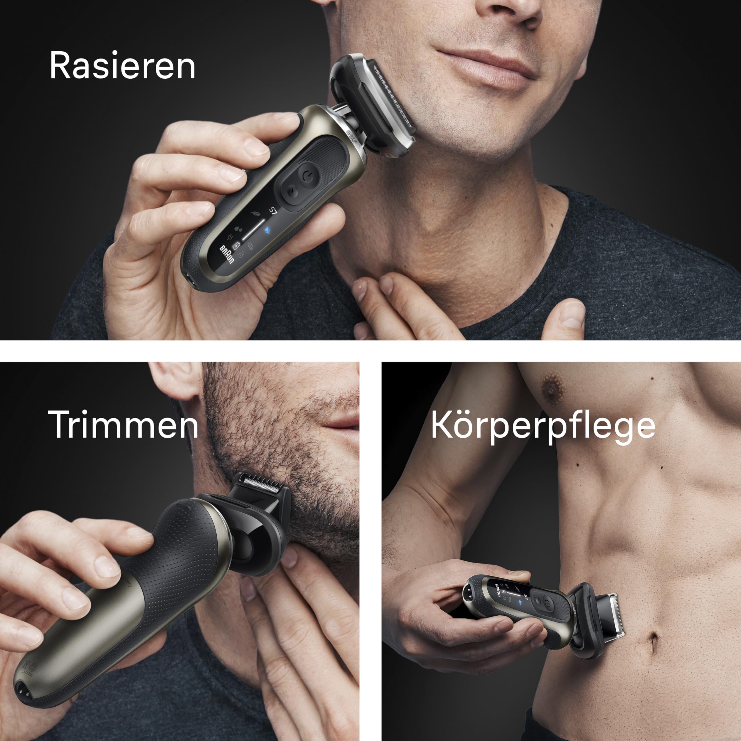Series 7 Rasierer Herren Elektrisch, Elektrorasierer, 60 Min. Akku, 4in1 SmartCare Center, 72-C7650cc, Gold