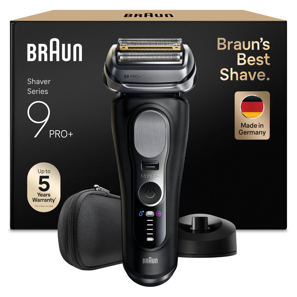 Series 9 PRO+ Elektrorasierer Herren, 5+1 Ultradünne Präzisionsklingen, Pro-SensoAdapt, Rasierapparat mit 60 Min. Akku, Ladeständer, Nass- und Trockenrasierer Made in Germany, 9610si, Schwarz
