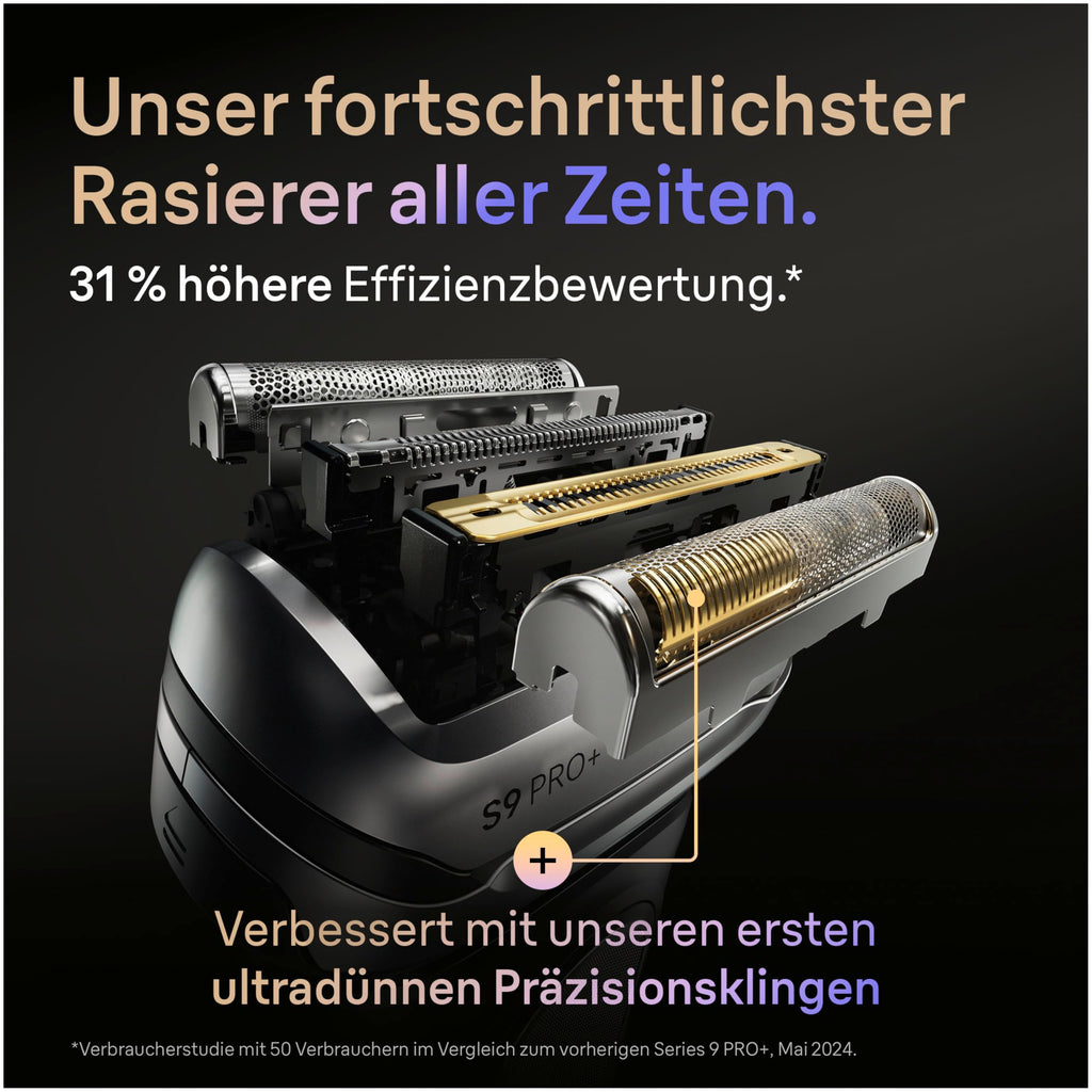 Series 9 PRO+ Rasierer Herren Elektrisch, 5+1 Ultradünne Klingen, Rasierapparat mit 60 Min, 9677cce, Silber