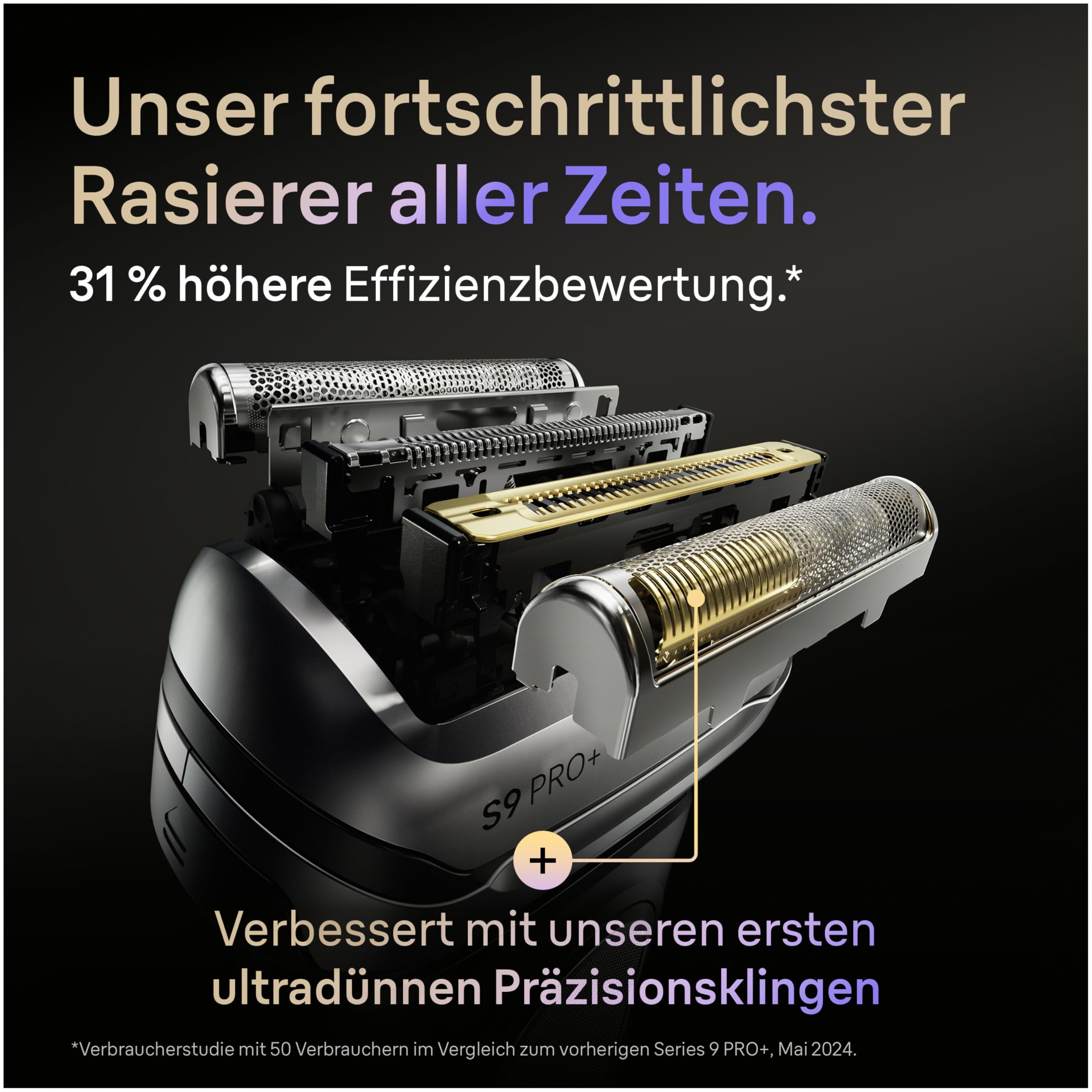 Series 9 PRO+ Rasierer Herren Elektrisch, 5+1 Ultradünne Klingen, Rasierapparat mit 60 Min, 9677cce, Silber