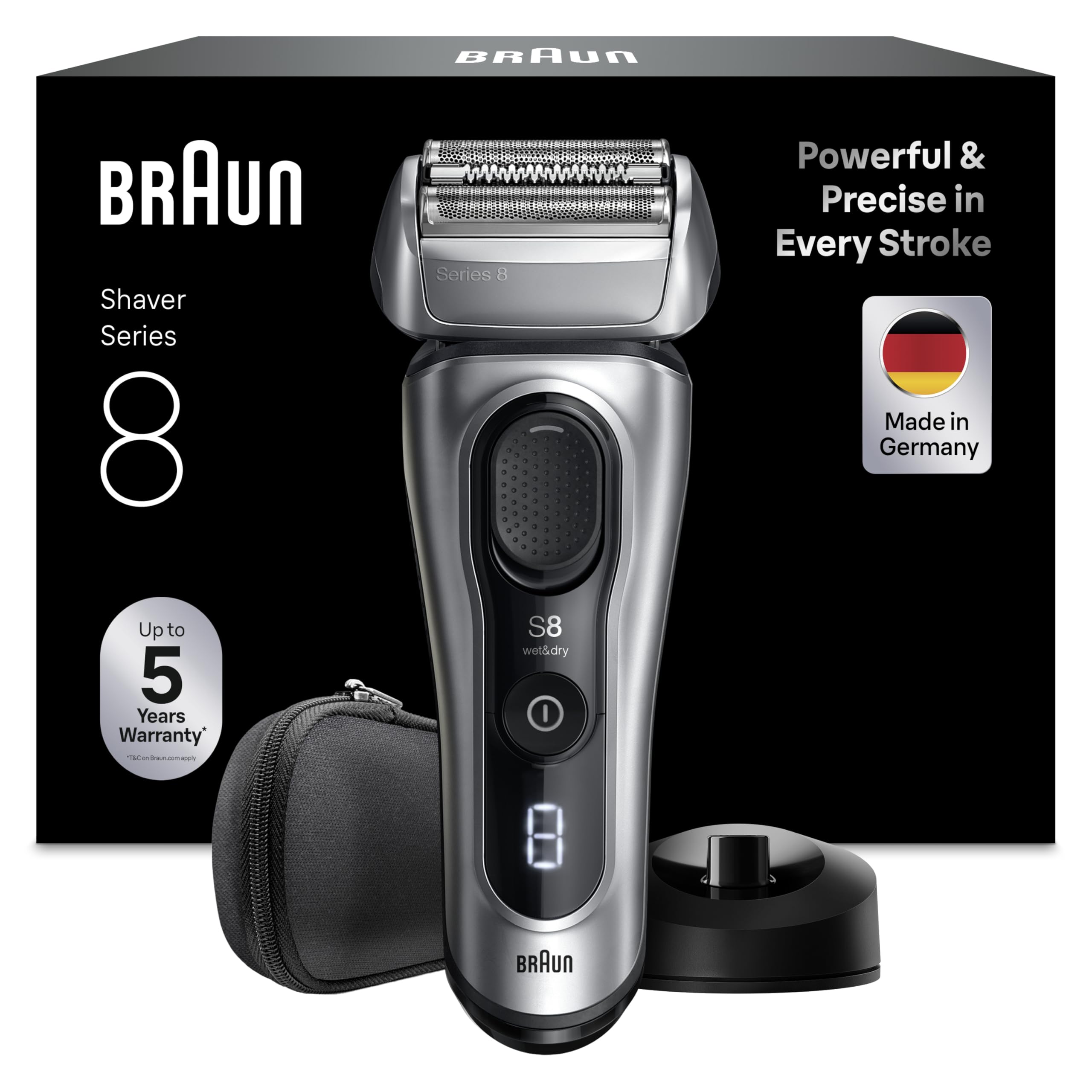 Series 8 Elektrorasierer Herren, 4+1 Präzisionskopf und Trimmer, 8617s, Silber