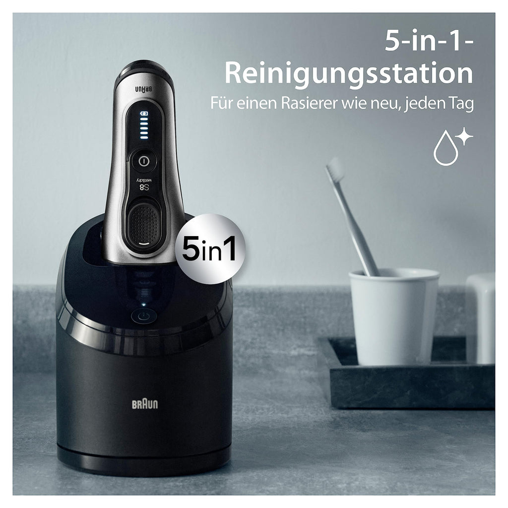 Series 8 Rasierer Herren mit 4+1 Scherkopf, Elektrorasierer, Präzisions-Langhaarschneider,