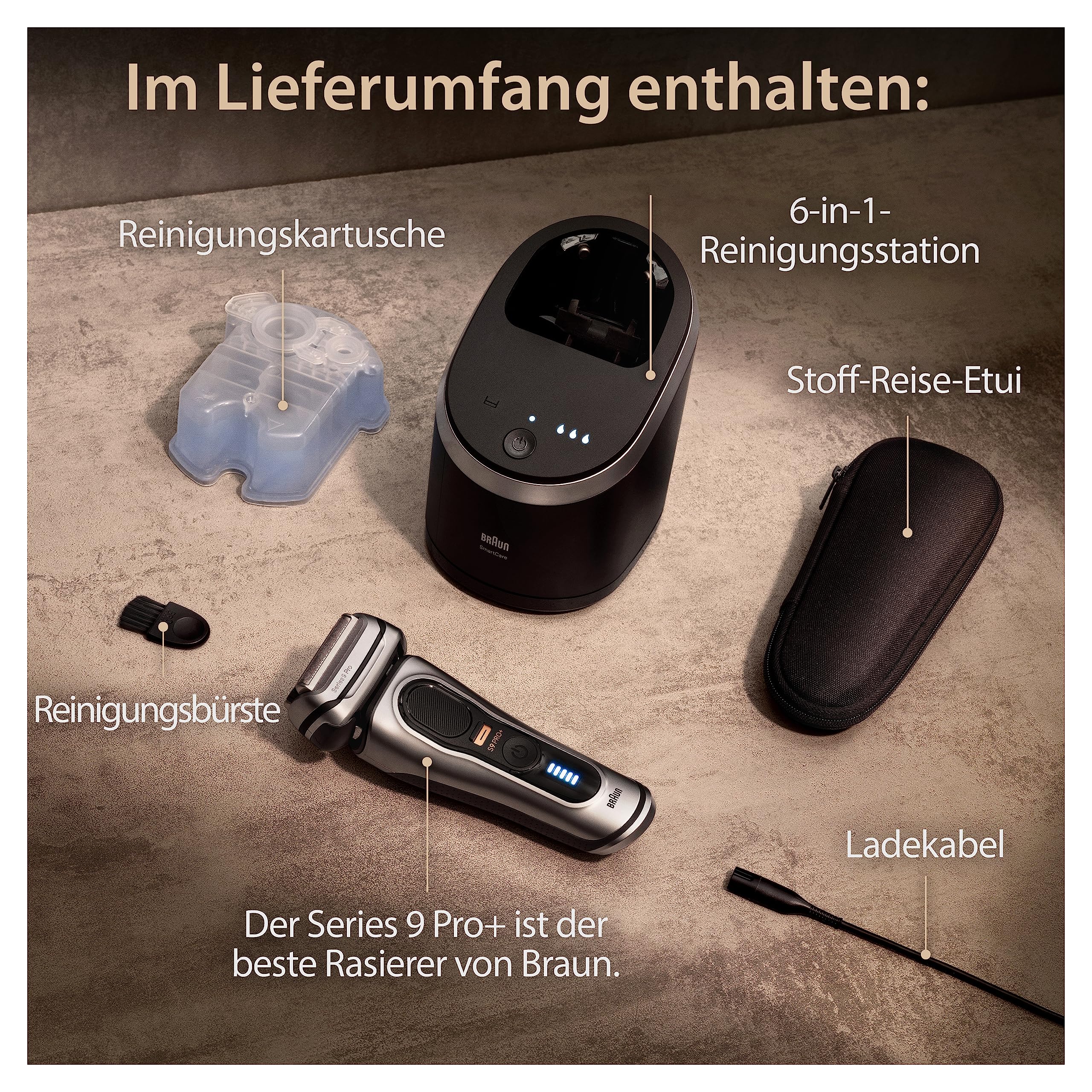 Series 9 Pro+ Rasierer Herren Elektrisch, Elektrorasierer mit 5 Pro Rasierelementen, 9567cc, Silber