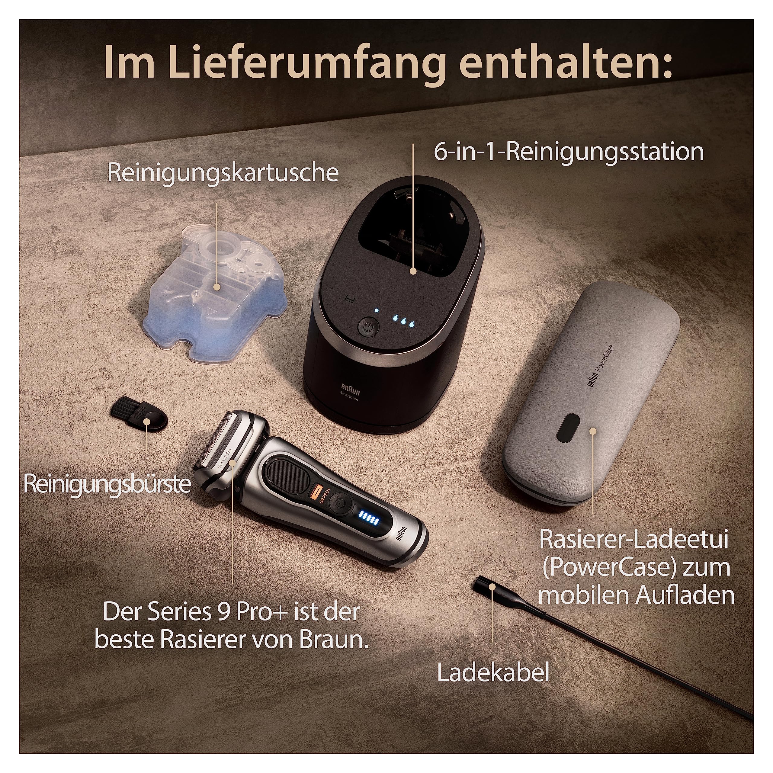 Series 9 Pro+ Rasierer Herren, Elektrorasierer mit 5 Pro Rasierelementen, 9577cc, Silber