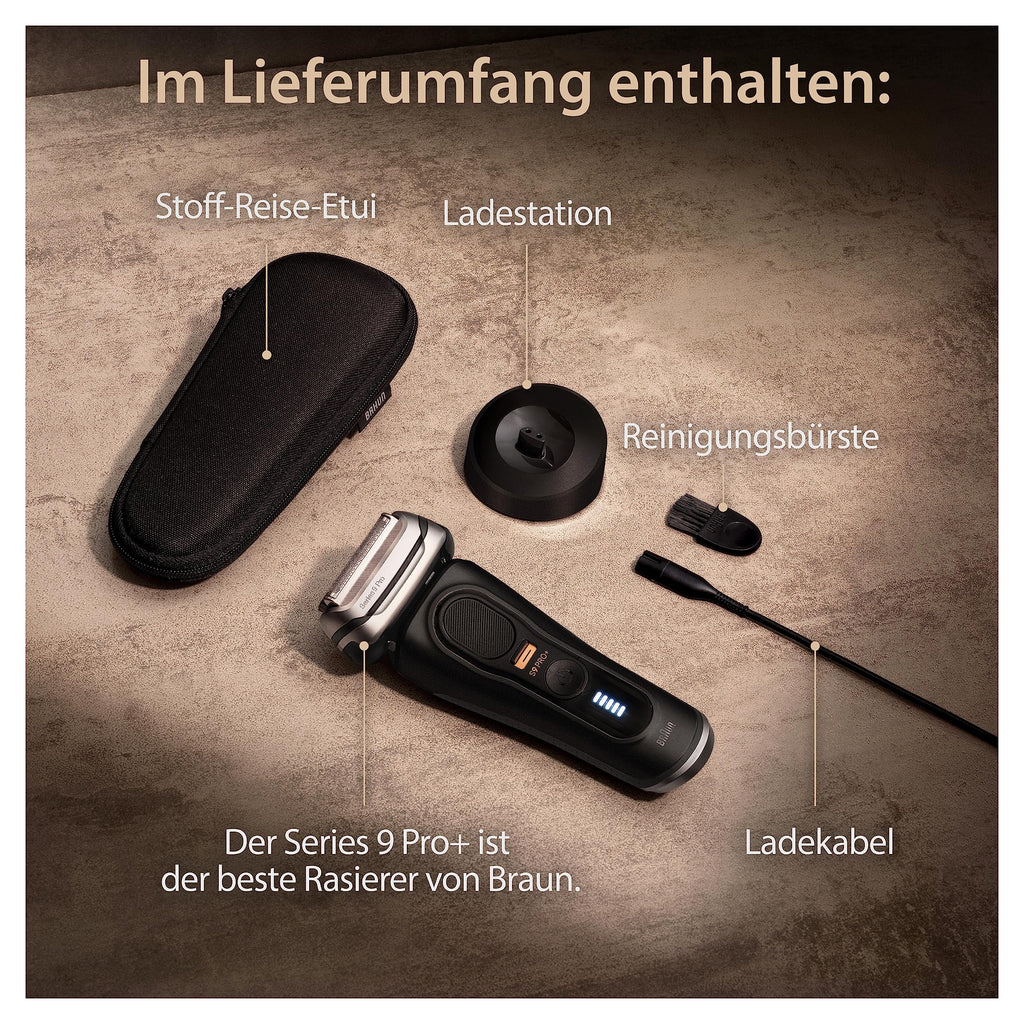 Series 9 Pro+ Rasierer Herren Elektrisch, Elektrorasierer mit 5 Rasierelementen, 9510s, Schwarz