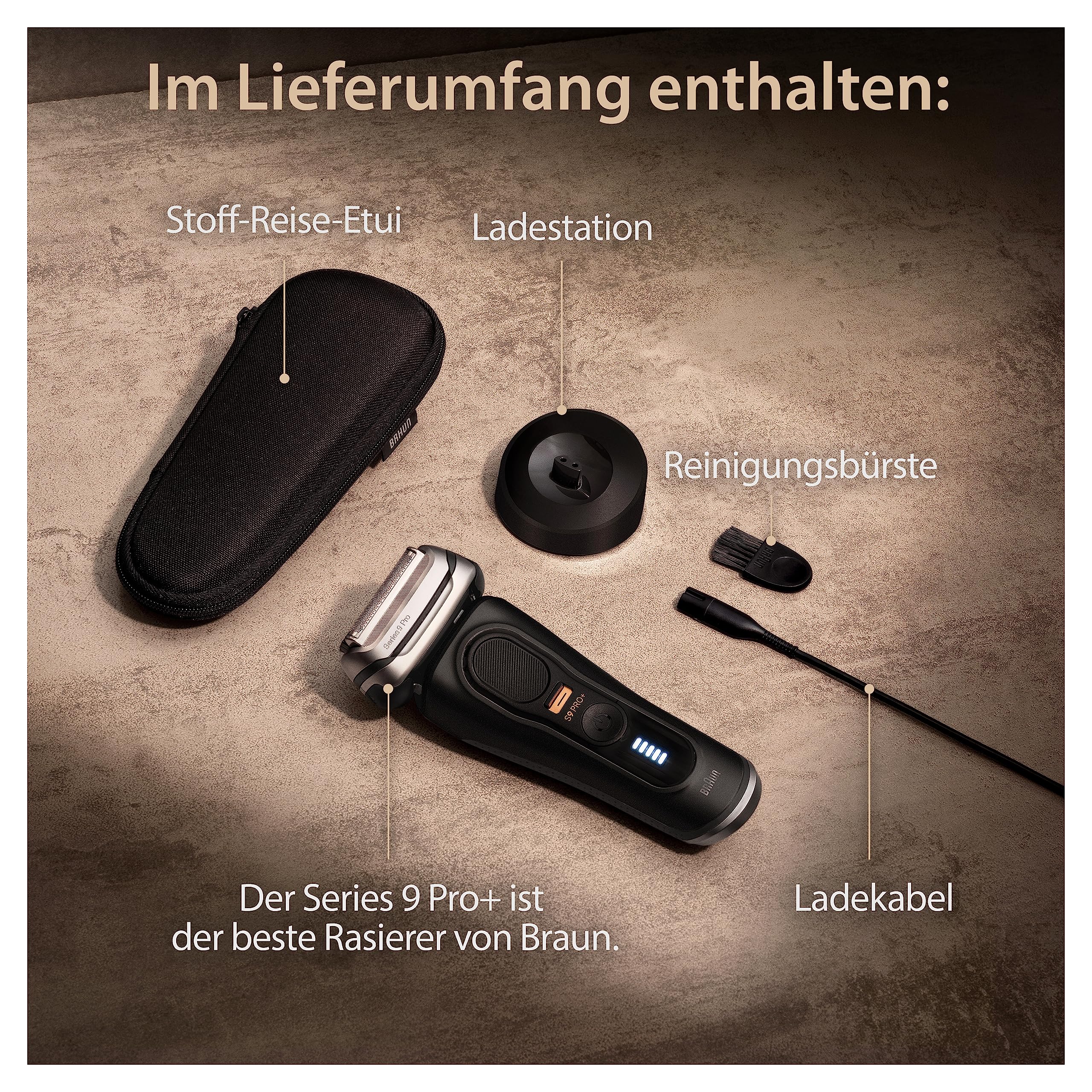 Series 9 Pro+ Rasierer Herren Elektrisch, Elektrorasierer mit 5 Rasierelementen, 9510s, Schwarz