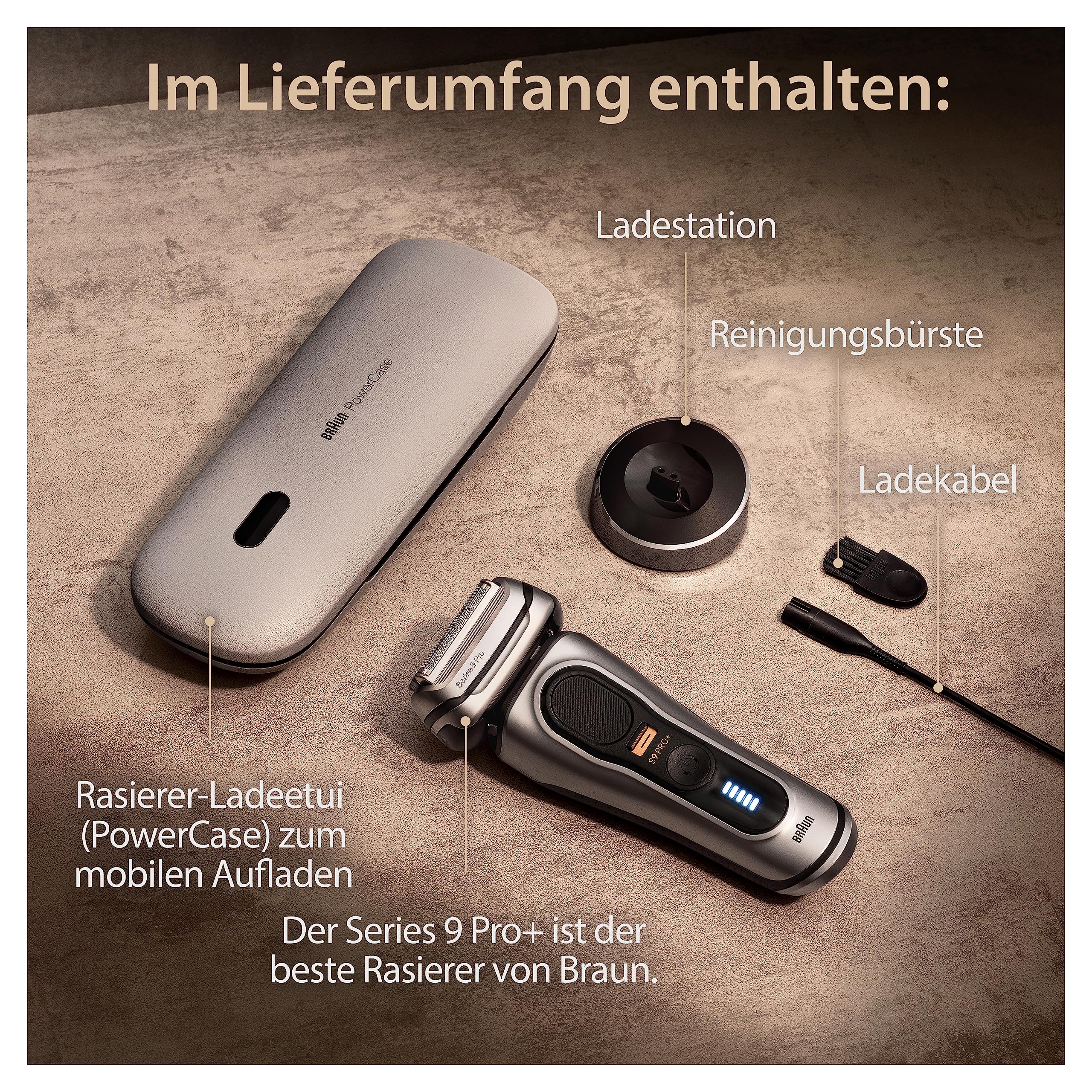 Series 9 Pro+ Rasierer Herren Elektrisch, Elektrorasierer mit 5 Pro Rasierelementen, 9527s, Silber