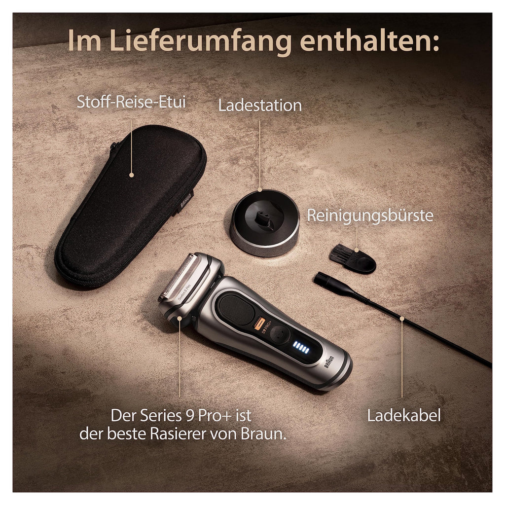 Series 9 Pro+ Rasierer Herren Elektrisch, Elektrorasierer mit 5 Pro Rasierelementen, 9517s, Silber